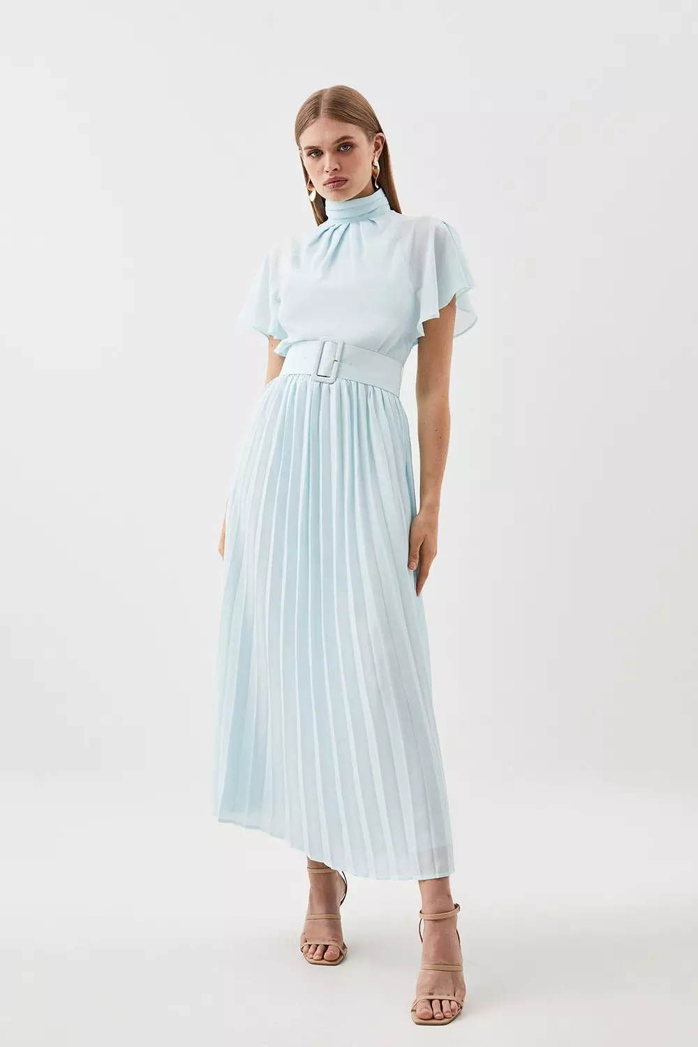 Pleated dress hotsell with sleeves